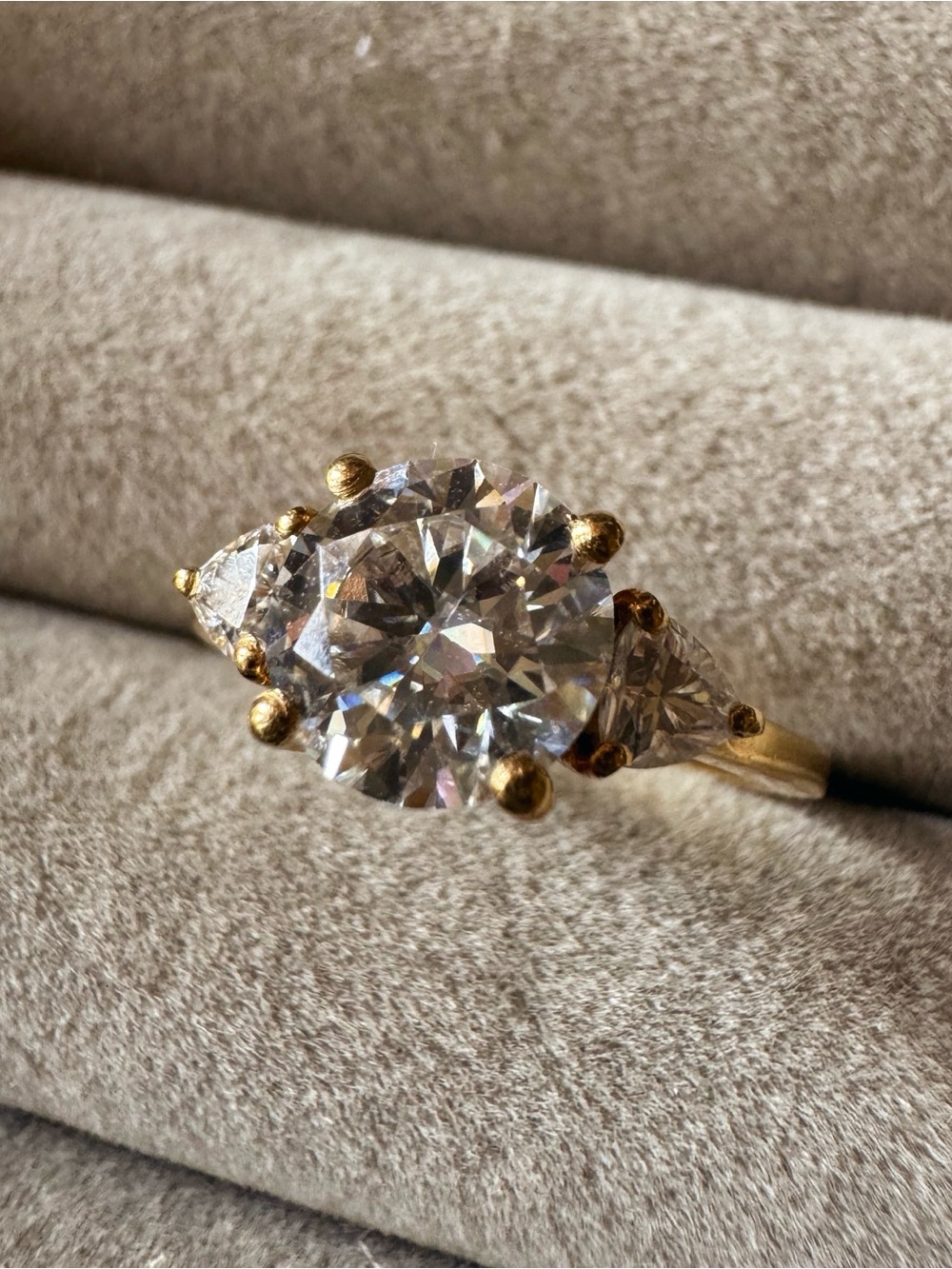 D’Joy 2.15 CTW Moissanite 18K Gold Vermeil Sterling Silver Ring Size 6